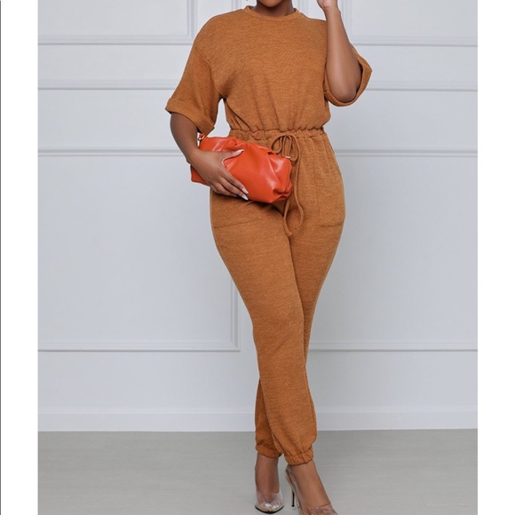 Keep It Cas’ Short Sleeve Ribbed Jumpsuit - Picture 1 of 3